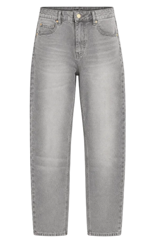 Jeans in hellgrauer Waschung mit geradem, weitem Bein und klassischem 5-Pocket-Style