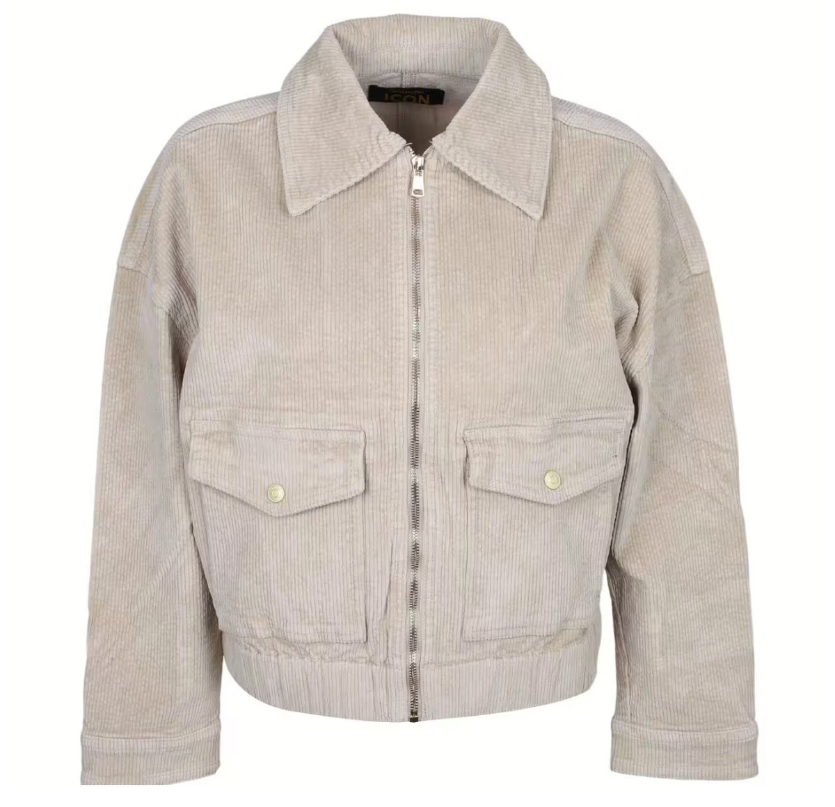 Cordjacke in beige mit verkürztem Schnitt, markantem Kragen und aufgesetzten Taschen, Wunderwerk Oldenburg