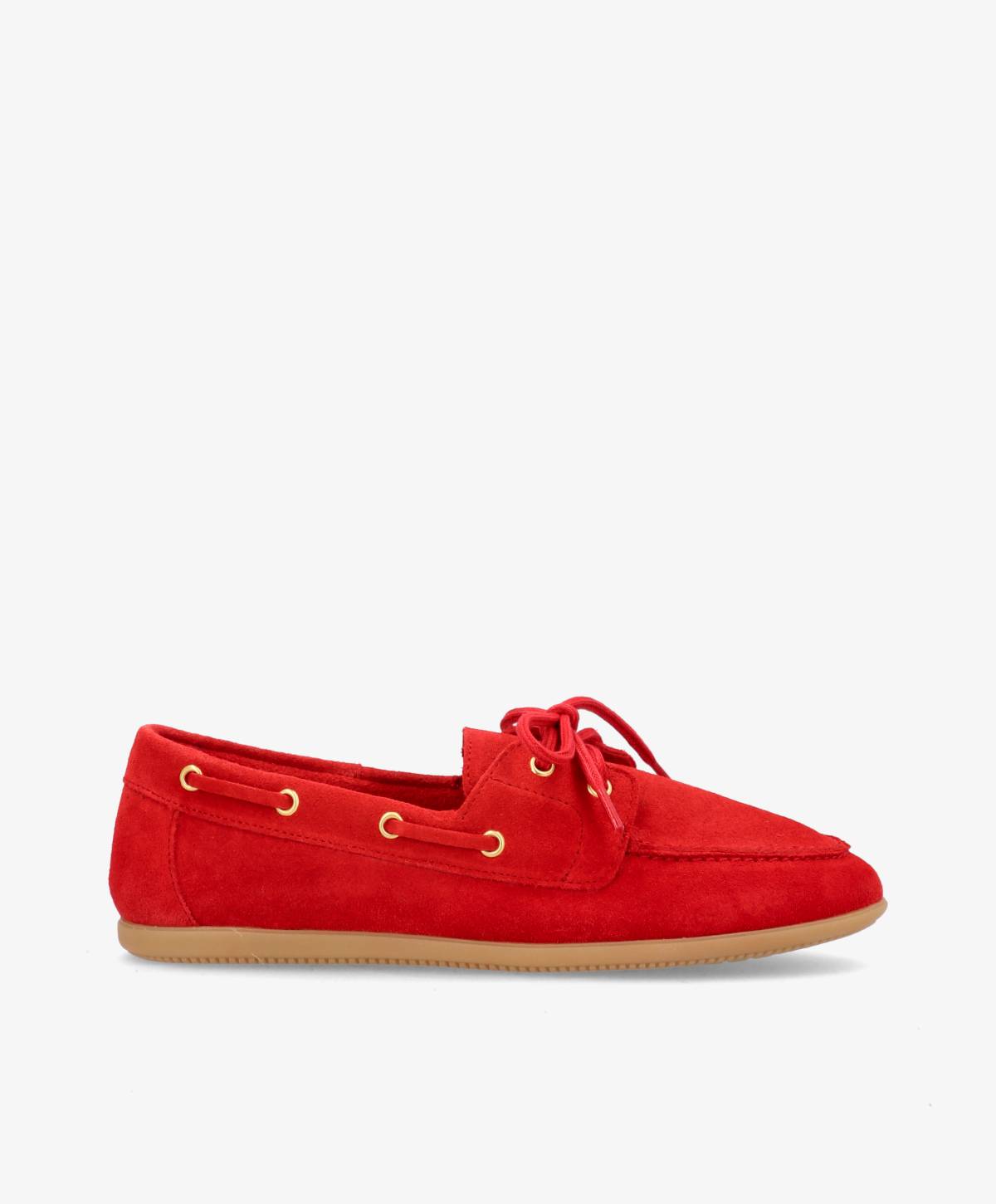 Bootschuh in rotem Nubukleder mit roten Schürsenkel und rosa zum tauschen, Wunderwerk Oldenburg