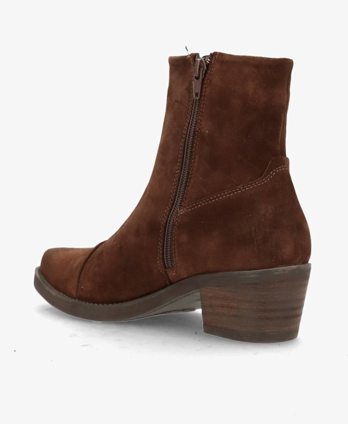 Dunkelbraune Stiefellette im Ankle Stiefel design mit Blockabsatz und Reißverschluss an der Seite, Wunderwerk Oldenburg