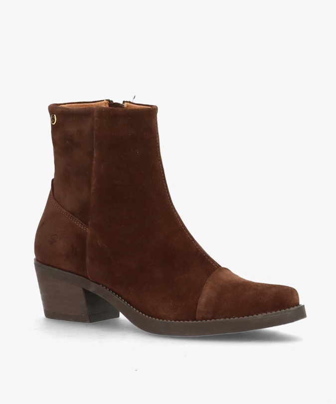 Dunkelbraune Stiefellette im ankle Stiefel design mit Blockabsatz und Reißverschluss an der Seite, Wunderwerk Oldenburg