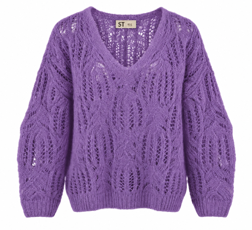 Strickpullover mit V-Ausschnitt in lila Wunderwerk Oldenburg