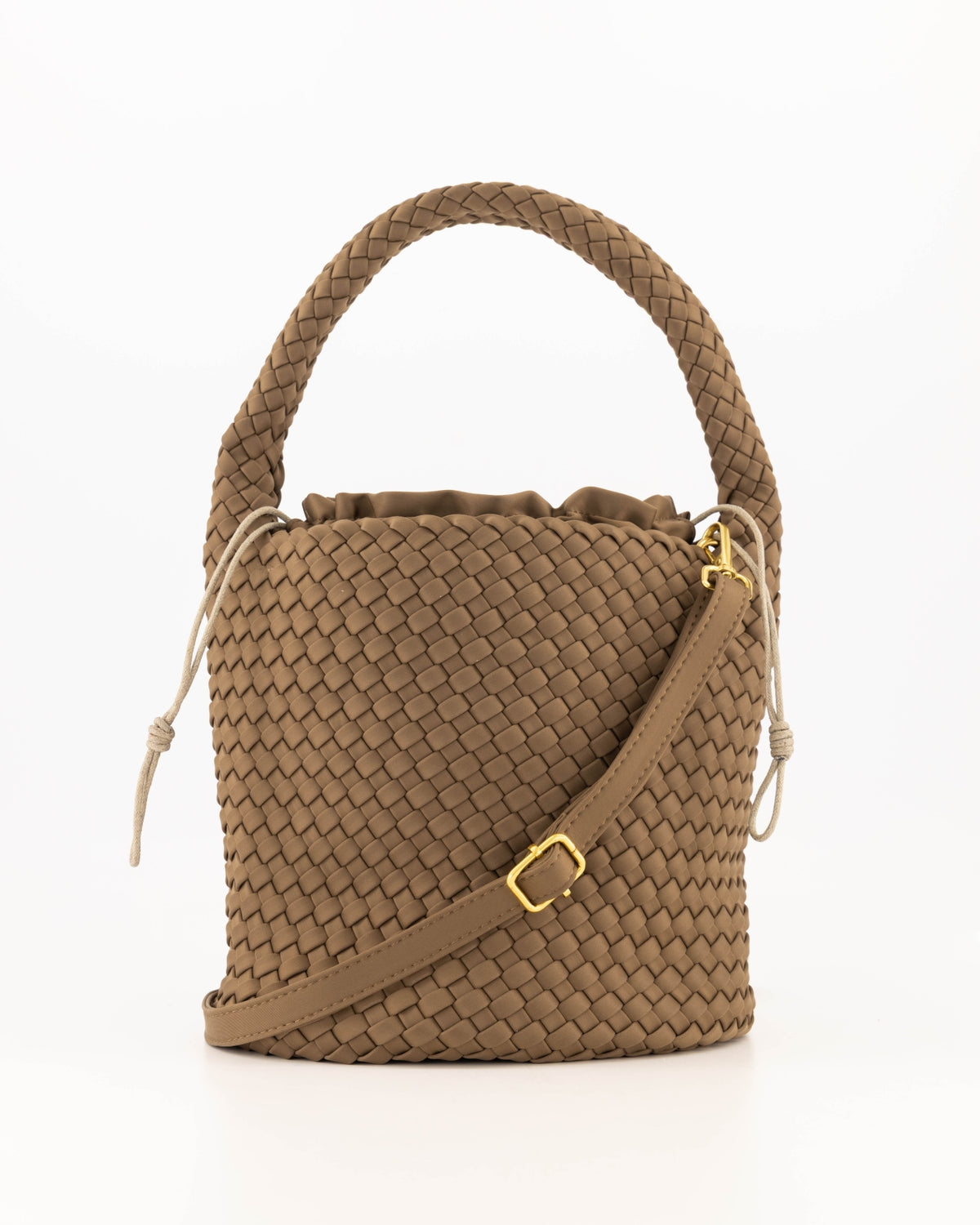  Handtasche aus hochwertigem Neopren mit zusätzlichem Staubbeutel und abnehmbarem, verstellbarem Schulterriemen in dark taupe, Wunderwerk Oldenburg