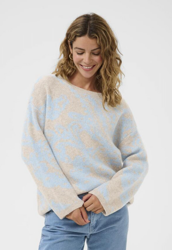 Pullover mit Muster in hellblau und beige Wunderwerk Oldenburg
