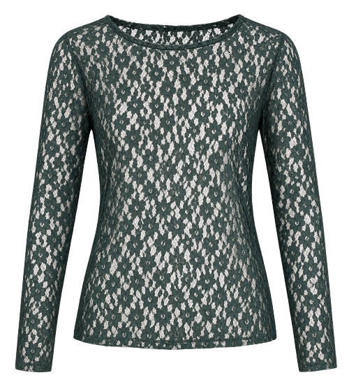 Dunkelgrünes  Spitzen langarmshirt Wunderwerk Oldenburg