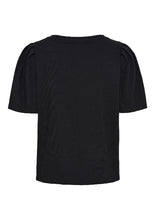 Lade das Bild in den Galerie-Viewer, schwarzes T-Shirt mit V-Ausschnitt und leichten Puffärmeln, Wunderwerk Oldenburg
