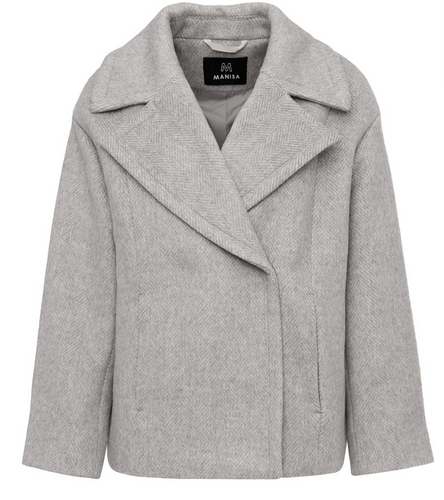 Wolljacke in taupe mit Fischgrämuster
