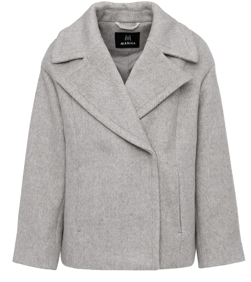 Wolljacke in taupe mit Fischgrämuster