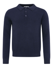 Lade das Bild in den Galerie-Viewer, Marineblaues Herren-Poloshirt aus 100 % Cashmere mit Polokragen und Knopfleiste, Wunderwerk Oldenburg
