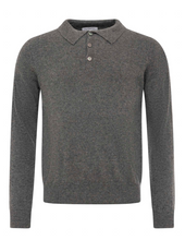 Lade das Bild in den Galerie-Viewer, Mittelgraues Herren-Poloshirt aus 100 % Cashmere mit Polokragen und Knopfleiste, Wunderwerk Oldenburg
