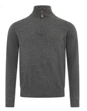Lade das Bild in den Galerie-Viewer, Mittelgrauer Herren-Troyer aus 100 % Cashmere mit hohem Kragen und Reißverschluss, Wunderwerk Oldenburg
