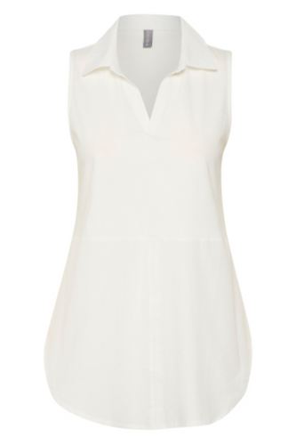 Langes Blusentop mit Kragen in offwhite, perfekt unterm Pullover zu ziehen, Wunderwerk Oldenburg